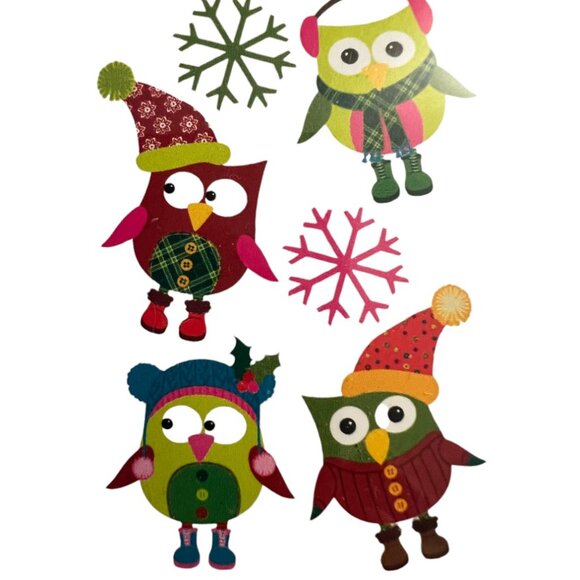 PIER 1 IMPORTS 2012 Winter Holiday Owl Wall Appliques Peel & Stick 24 Pieces - Picture 5 of 12
